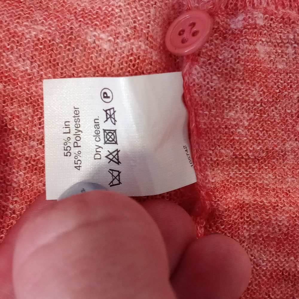 🌞J. Crew🌞 - Coral Pink Marled Linen Blend Cardigan Sweater - Picture 9 of 12